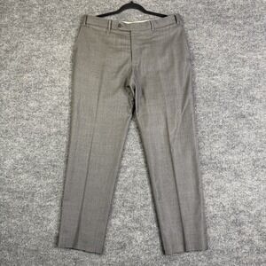 Canali 1934 Dress Pants Mens 34 Gray Wool Flat Front Dietro Italy Made (34x29)